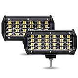 AMBOTHER Light Bar 7 Inch 240w 24,000lm LED Off Road Lights Pods Spot Beam Fog Driving Work Light for Truck ATV ATV SUV Boat Jeep Tractor etc, Quad Row, 2 Year Warranty, 2 Pack