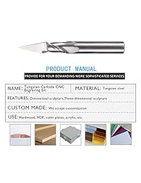 Huhao - 1 broca en espiral de 0.236 in para madera CNC Router Bit Cuchillo de tallar grado 30 para escultura 2D 3D