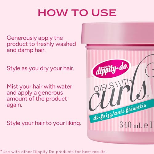 DIPPITY DO GIRLS WITH CURLS LIGHT HOLD GELEE, SHAPE, SMOOTH & SEPARATE CURLS, FORMULATED WITH ALOE, VITAMIN E & WHEAT PROTEIN, FRIZZ-FREE, NEVER CRUNCHY, CURLY HAIR GEL FOR WOMEN, 11.5 FL OZ