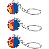 LLBFHH 3 Pcs Mongolia Flag Key Chain,Cool Keychain for Car Keys, Stainless Steel Keyrings & Keychains,Used for Home Decoration, Jewelry Hanging Decorations.