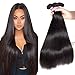 Bestsojoy 10A Brazilian Virgin Hair Straight 3 Bundles Brazilian Straight Human Hair Extensions 100% Unprocessed Human Hair Weave Bundles Natural Color (14 16 18)