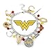 DC Comics Wonder Woman Silvertone/Goldtone Metal 10 Charm Bracelet