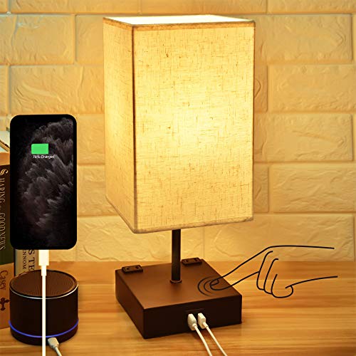 3 Way Touch Control Dimmable Bedside Lamp Hansang Modern Table Lamp With 2 Usb Ebay