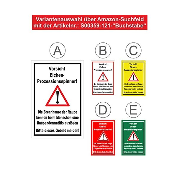 Melis-Folienwerkstatt Schild Eichen-Prozessionsspinner - 30x20cm - 3mm Hartschaum â 20 VAR S00359-121-B – Bild 4