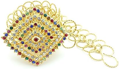 Siwalai Thai Traditional Gold Plated Multicolor Crystals Costume Belt 31 Inches