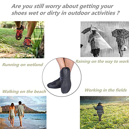 DoDoMagxanadu Silicone Shoe Covers Rain Boot Shoe Cover for Cycling, Outdoor, Camping Garden Waterproof Men Women and Kids Shoe Covers (Black, M)