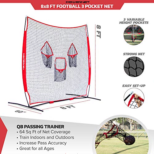 8x8 Ft Football 3 Pocket Net Improve Throwing Passing