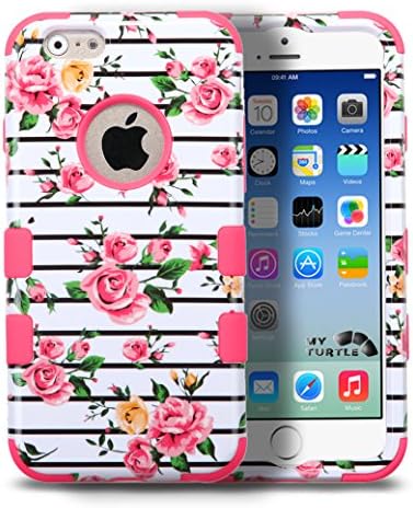 iPhone 6s, iPhone 6 Case with [FREE 9H Tempered Glass Protector] Full Body Protection [2-in-1] Package by MyTurtle® Shockproof Protective Shell Cover (Pink Roses)