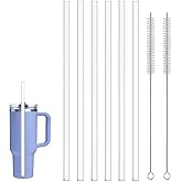 6 Pcs Replacement Straw, Tritan BPA-Free 12 inch Reusable Straw with 2 Cleaning Brushs Compatible for Stanley 40 oz 30 oz Cup Tumbler Cups, Jars, YETI