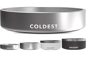 THE COLDEST WATER Coldest Dog Bowl - Anti Rust Metal, Non Slip, 3 Layers Insulated Stainless Steel Dog Bowls - Spill Proof & Heavy Duty - Water Bowl for Dogs, Cats, Dish Washer Safe (21 oz, Polished Stainless Steel)