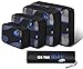 Tour Pal Cubes Travel Luggage Packing Organizers with Laundry Bag, Black, Set of 4