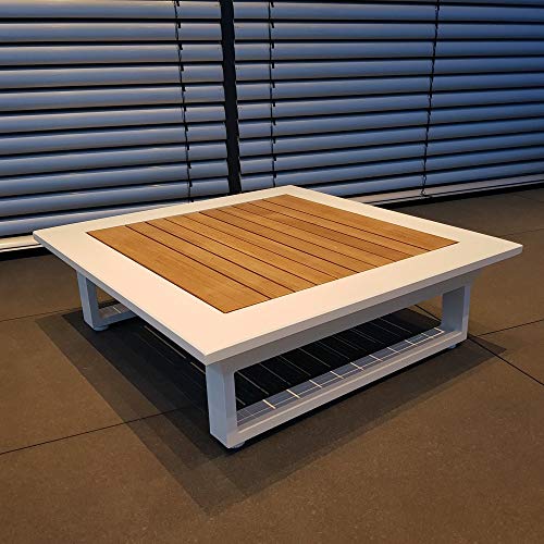 ICM Alu Gartenlounge Set Cannes Aluminium weiß Teak Gartenmöbel Loungegruppe Terrassenmöbel Outdoormöbel Loungeset Outdoorlounge Gartenmöbelset – Bild 5