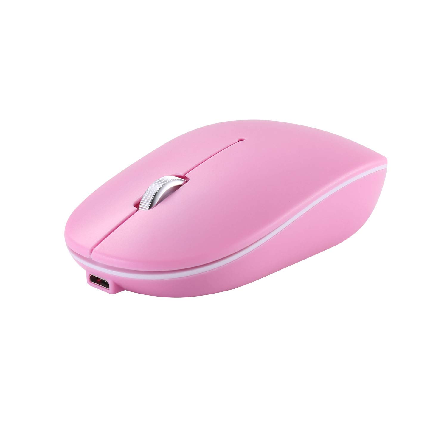Pink Rechargeable Bluetooth Mouse Bluetooth 5.0 + USB 2.4G Wireless Dual Mode Computer Mice Silent Click Compatible for Windows/iPad/iPhone/Mac OS/Android