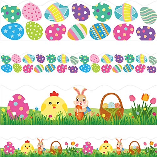 Easter Egg Bunny Chick Bulletin Board Borders for Easter Day Classroom Decoration, 72ft (Egg+Bunny) - Thumbnail 7