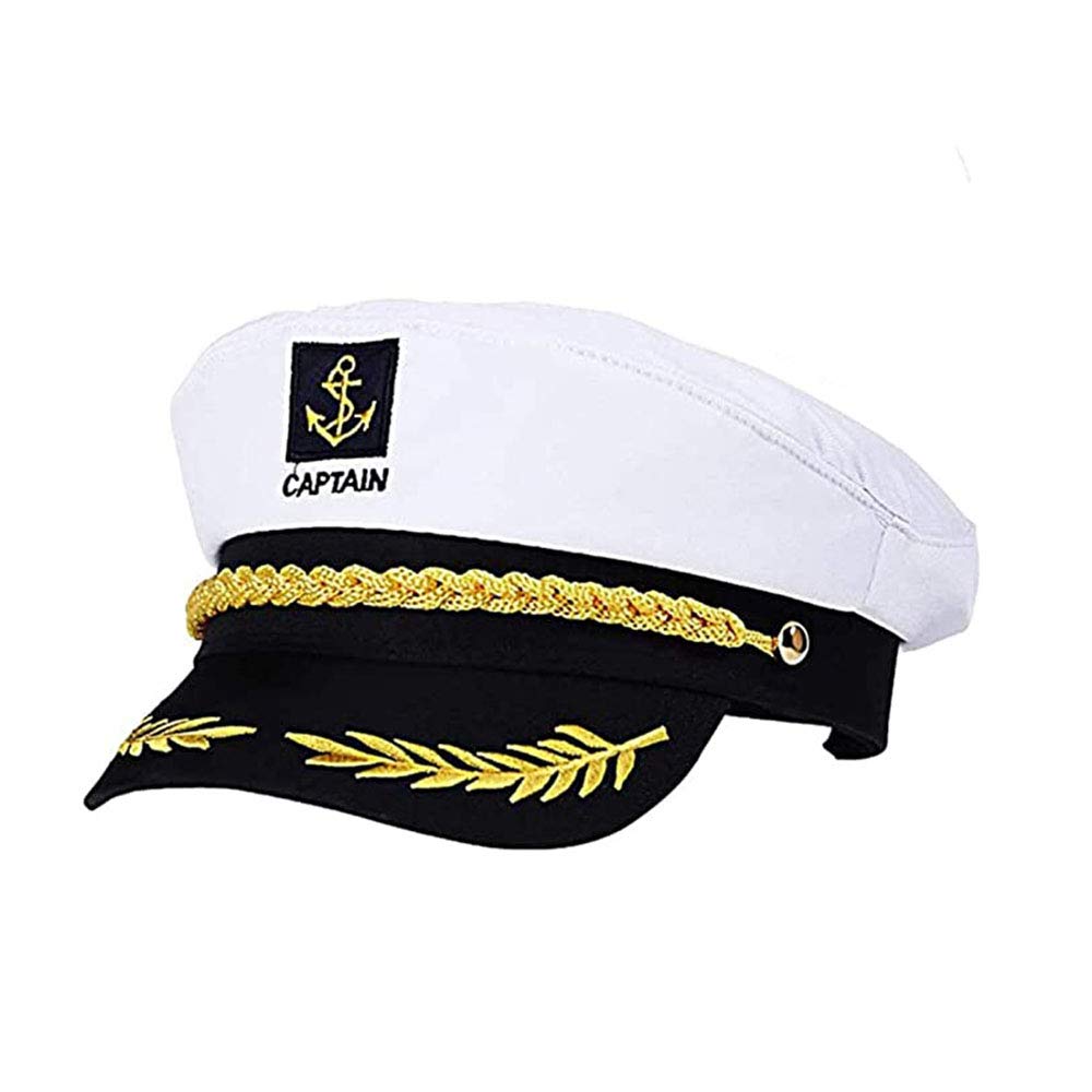 Pro-Noke Timers Captain Yacht Adults Hat Sailor Cap Adjustable Cosplay Cap Party Accessory for Men and Women (white)