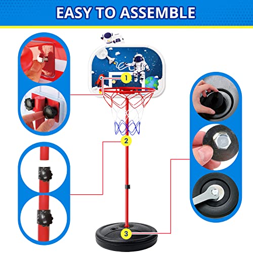 Eaglestone Pool Basketball Hoop with Electronic Scoreboard, Poolside Basketball Hoops Outdoor, Adjustable Height 3.7ft-7.0ft w/ 4 Balls, Water Basketball Game, Outside Toys for Boys and Girls