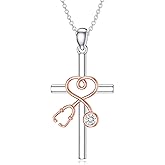 AOBOCO Nurse Gifts for Women 925 Sterling Silver Heart Cross Stethoscope Medicine Pendant Necklace for Nurse Doctor Graduation Jewelry for RN Medical Student