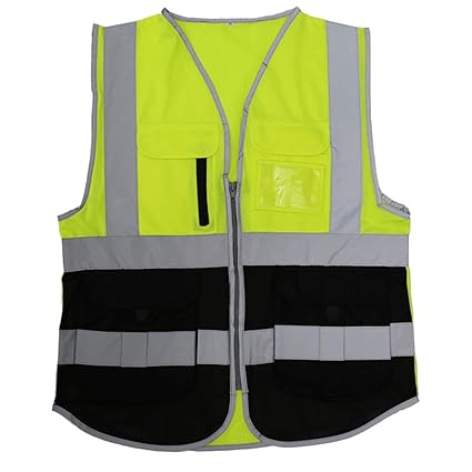 HSNMEY Unisex Warnweste EN 20471 Sicherheitsweste Hi-Vis mit Taschen Reflektorstreifen für Radsport, Anpassen Anpassen