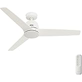 Hunter Fan 52 inch White Indoor Ceiling Fan with Remote for Bedroom, Living Room/Family Room, Dining Room, Kitchen, Office (R