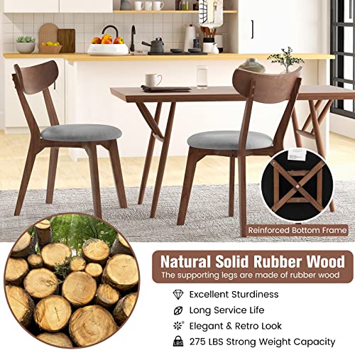 KOTEK Dining Chairs Set of 4, Mid Century Modern Kitchen Chairs with Rubber Wood Legs, Cushioned Seat, Curved Backrest, Wooden Side Chairs for Dining Room, Living Room