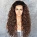 Sapphirewigs Black Ombre Brown Color Kinky Curly Black Women Daily Makeup Kanekalon Heat Resistant Hair Synthetic Lace Front Party Wigs With Baby Hair