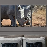 3 Piece Framed Canvas Wall Art Stomping The Wild Animals for Living Room Bedroom - 16