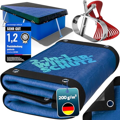 poolomio® Poolabdeckung rechteckig 1000 x 500 cm | 2in1 Solarplane & Winterabdeckung 10x5 m | Robuste 200g/m² Poolplane | UV-beständig, Algen- & Schmu