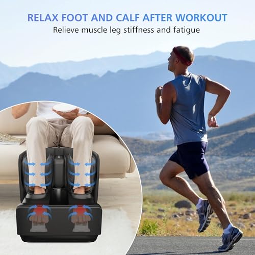COMFIER 2 in 1 Foot Massager Machine,Shiatsu Foot and Calf Massager with Heat,Kneading,Vibration,Compression Massagers for Feet,Ankle,Leg,Tired Muscles & Plantar Fasciitis,Gift for Men Women