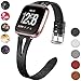 Wepro Leather Bands Compatible with Fitbit Versa/Versa 2/Versa Lite SE Watch for Women Men, Small, Slim Genuine Leather Wristbands Bracelet Fitness Straps for Fitbit Versa & Versa Lite SE, Black