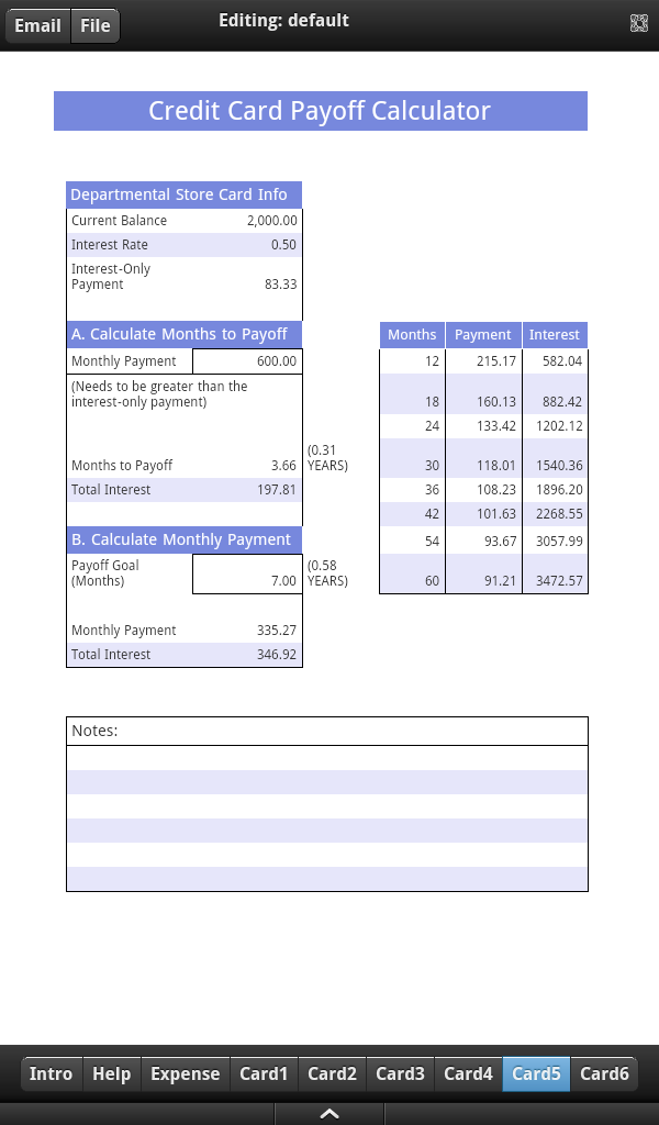 Credit Card Payoff for Android