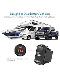 MICTUNING   Panel digital LED de doble voltímetro, interruptor basculante, monitor de voltaje, color azul para coches, camiones, camiones y camiones