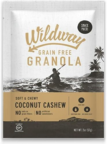 Wildway Keto Granola Snack Packs| Coconut Cashew | Grain-Free Certified Gluten-Free Cereal | Vegan, Low Carb & No Sugar Added | Paleo-Friendly, Non-GMO Fruit & Nut Clusters | Nutrient-Rich | 4 Pack