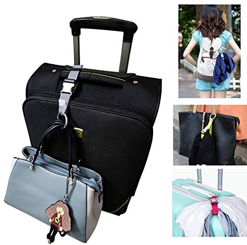 2PCS Heavy Duty Add a Bag Luggage Strap Jacket Gripper,Carry-on Baggage Suitcase Straps Belts Travel Accessories (Black) - Thumbnail 6