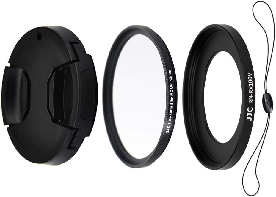 JJC 4-Piece Lens Kit for Sony RX100VA RX100V RX100IV RX100III RX100II RX100, includes 52mm Filter Adapter, UV Filter