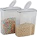 cereal container (2 PACK) - cereal storage containers made of clear plastic - cereal dispenser fits 2 X 169 OZ / 21 cups - Leak proof