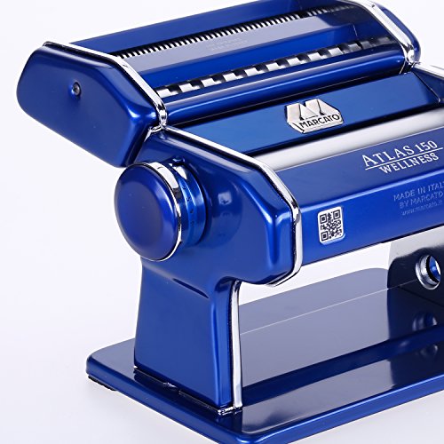 Marcato Atlas Pasta Machine, Made in Italy, Blue, Includes Pasta Cutter