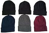 6 Mens Toboggan Hat Black Beanie Hats by excell Thermal Sport Unisex,Winter Hats
