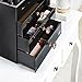 Beautify Large Black Acrylic Cosmetic Makeup Organizer Stand with 3 Drawers, 21 Brush/Lip Gloss Holders and 6 Individual Top Sections
