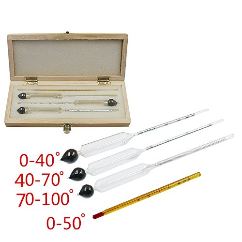 Xigeapg Alcohol Meter Alcoholmeter Alcohol Detector Alcohol Measuring Tool Alcohol Tester Wine Hydrometer bar Set with Thermometer
