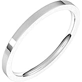 Sonia Jewels Solid 14k White Gold 1.5mm Flat Comfort Fit Wedding Band Ring Classic Plain Traditional - Size 8