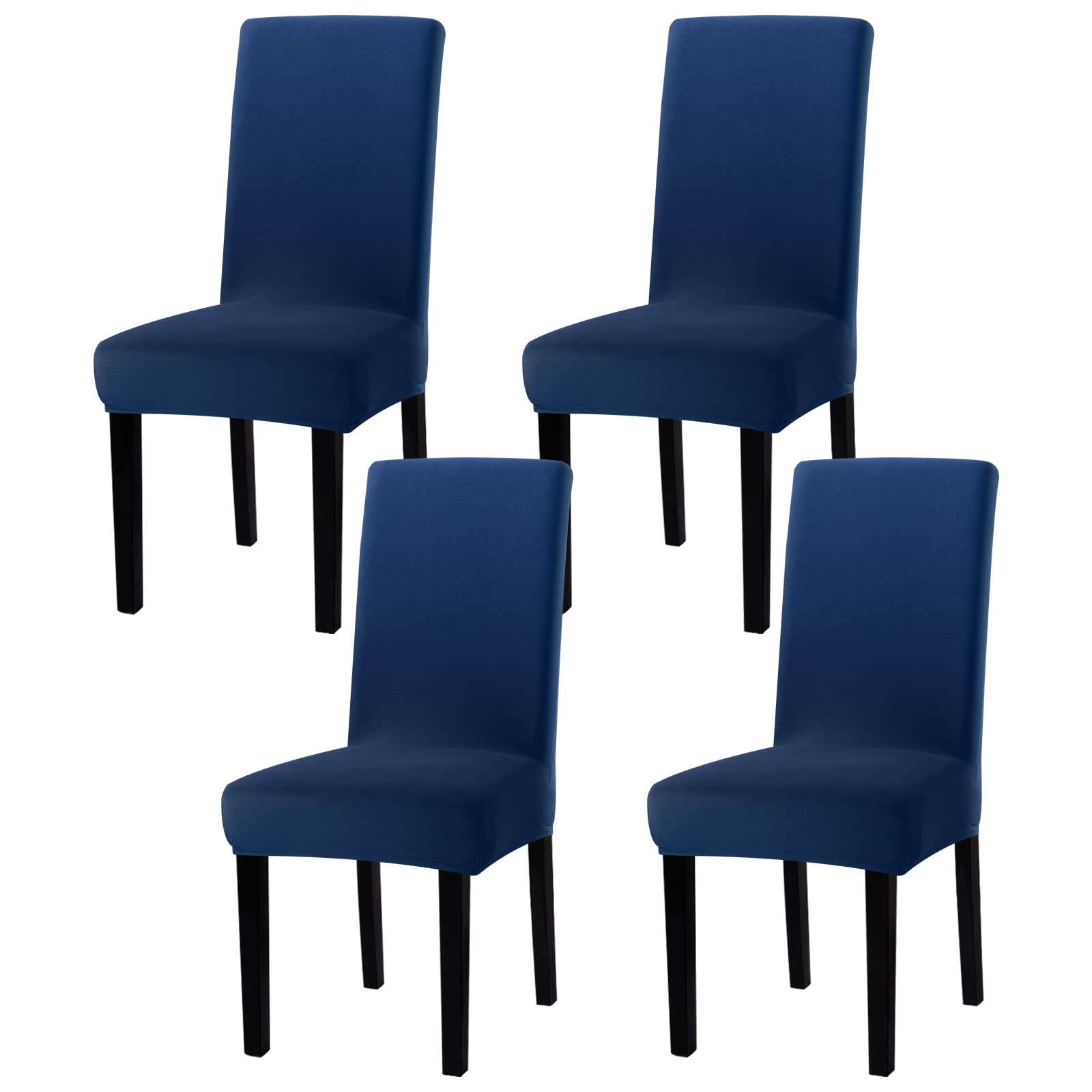 Sufdari Chair Covers 4 Navy,Stretch Dining Chair Covers, Spandex seat Covers for Dining Chairs,Elastic Washable Chair Protectors for Dining Room,Hotel,Restaurant,Banquet (4,Navy)