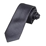 DAE2038 Silver Black Personalised Narrow Tie Matching Gift Box Set Stripes Cheap Skinny Tie ST By Dan Smith, CID-046-18 ,One Size