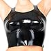 EXLATEX Ladies Latex Rubber Bra Longline Top (Large, Black)