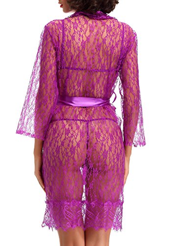 Adorneve-Women-Sexy-Perspective-Robe-Babydoll-Nightgown-with-Lace-Bra-G-sting-and-Belt