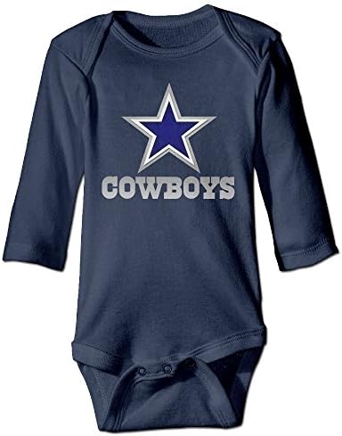 U9 6-24 Months Newborn Babys Boy's &amp; Girl's Dallas Star Logo Cowboys Long Sleeve Bodysuit Outfits Navy Size 12 Months