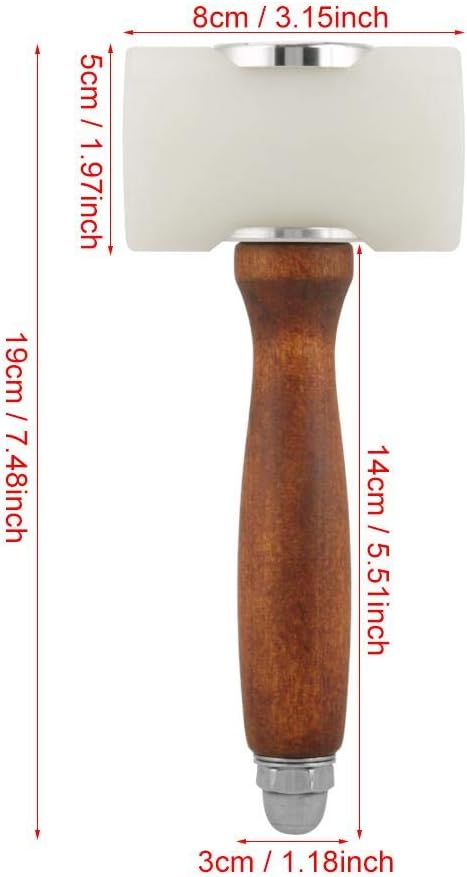 Leather Hammer, T Shape Leather Nylon Hammer Wood Handle Leather Carving Mallet Craft Tool - Image 5