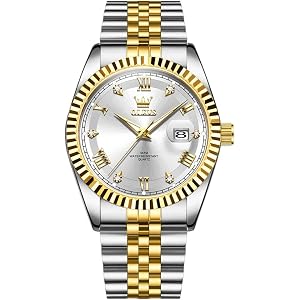 OLEVS Watch Men Luxury Watches for Men Waterproof Bussiness Dress Stainless Steel Men Watch Luminous with Date Easy to Read A