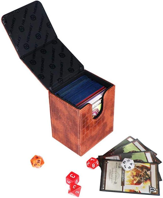 fridaymonga Card Case, Board Game Card Storage Box PU Leather Magnetic Switch Non-slip Hard Card Box For Tarot Cards Trading Card Game Cards, (cards Not Included)