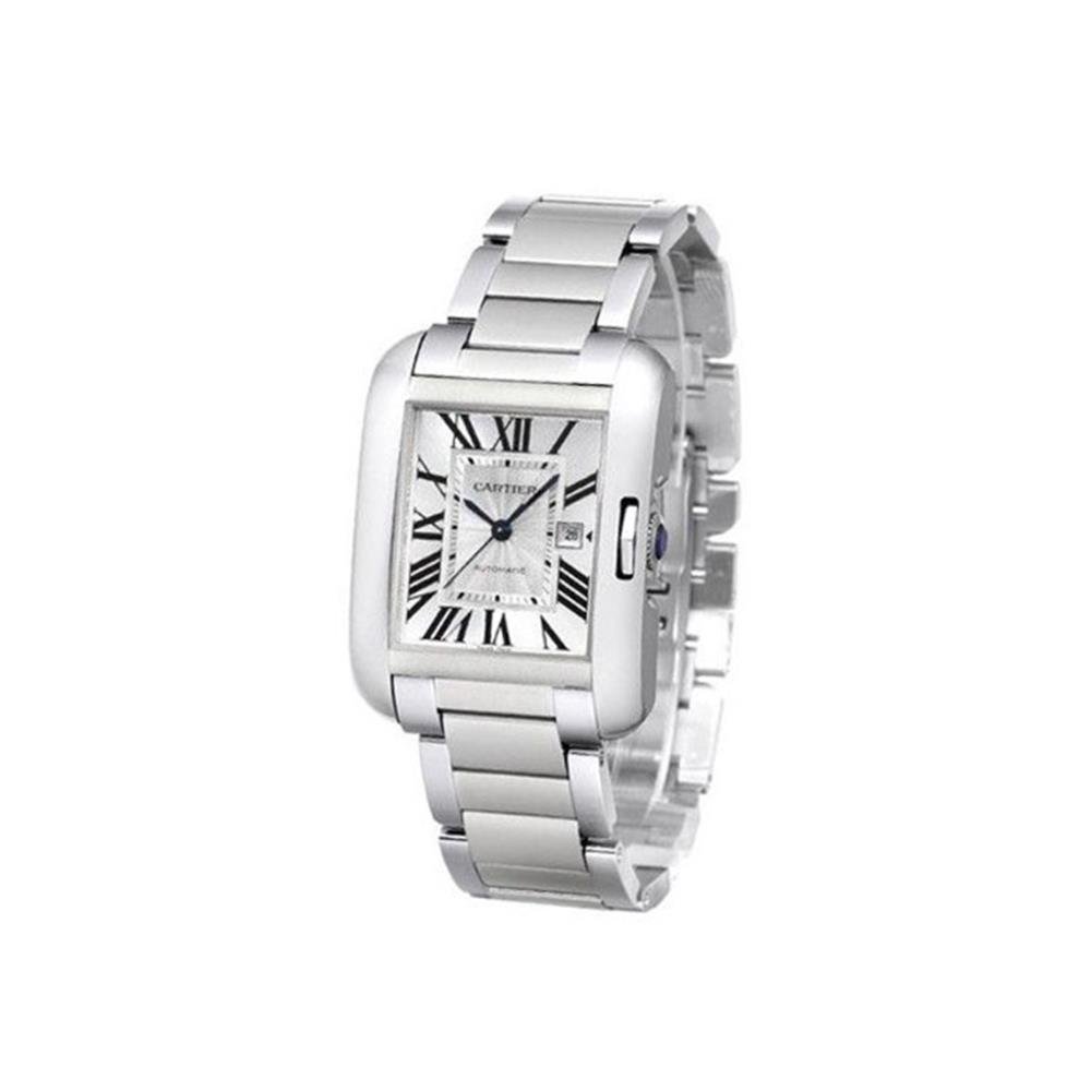 Cartier Tank Anglaise Silver Dial Stainless Steel Bracelet Ladies Watch W5310009