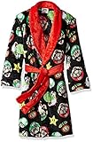Super Mario Boys Fleece Bathrobe Robe (Medium / 8, Black/Red)